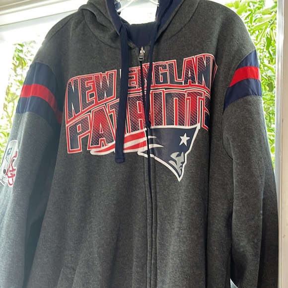 Navy/Heathered Charcoal New England Patriots Fast Pace Reversible Full-Zip - Picture 6 of 15